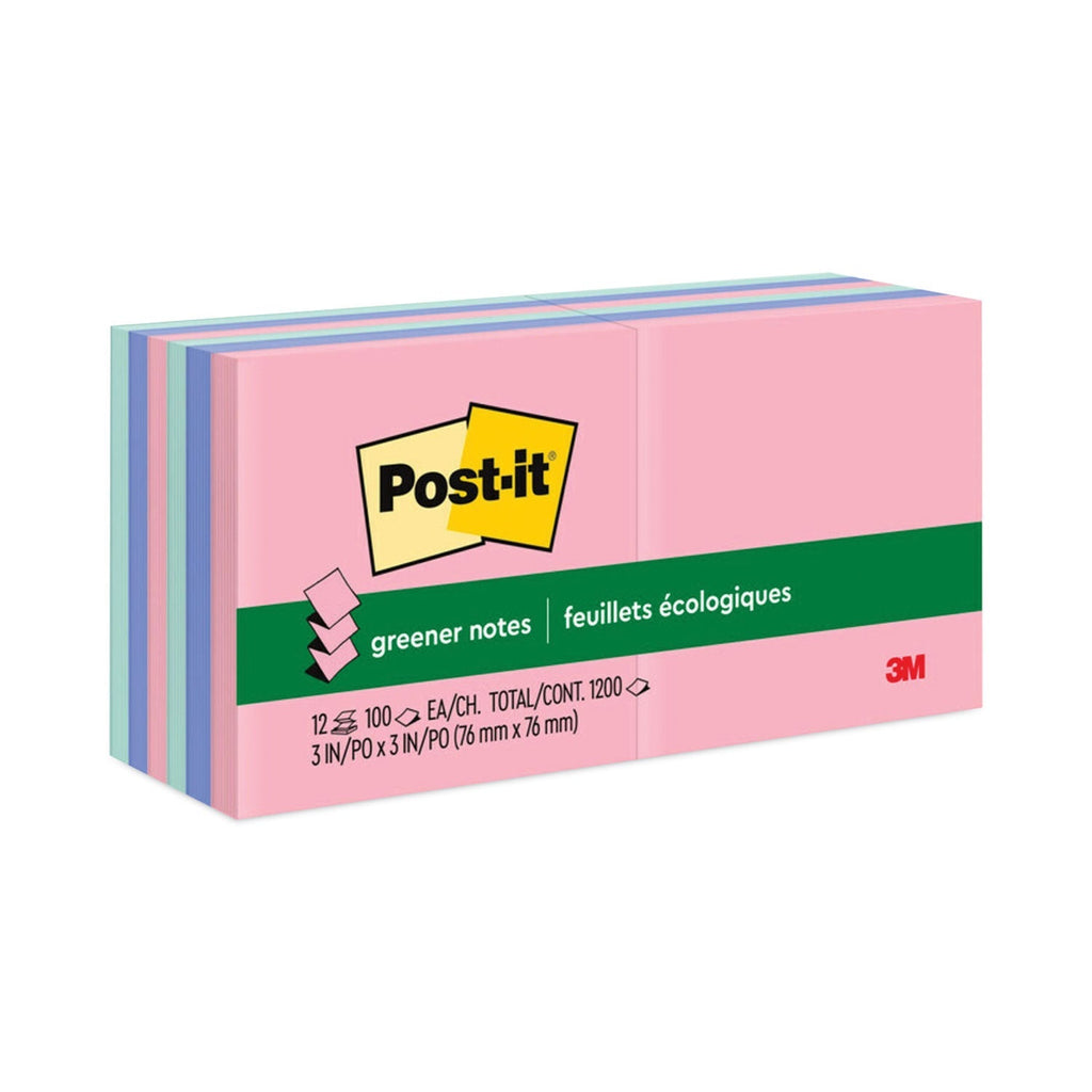 3M Post-it Original Recycled Pop-up Notes, 3" x 3", Sweet Sprinkles Collection Colors, 100 Sheets/Pad, 12 Pads/Pack