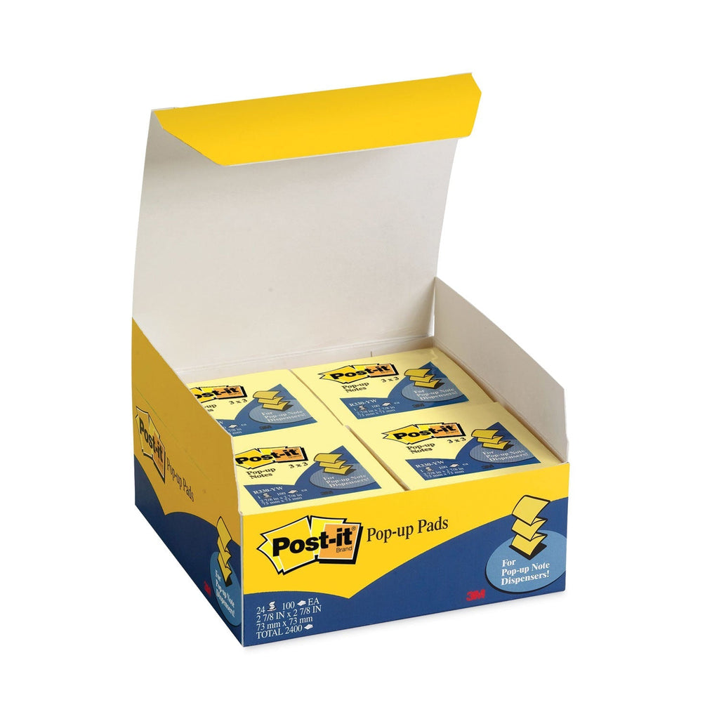 3M Post-it Original Canary Yellow Pop-up Refill Value Pack, 3" x 3", Canary Yellow, 100 Sheets/Pad, 24 Pads/Pack