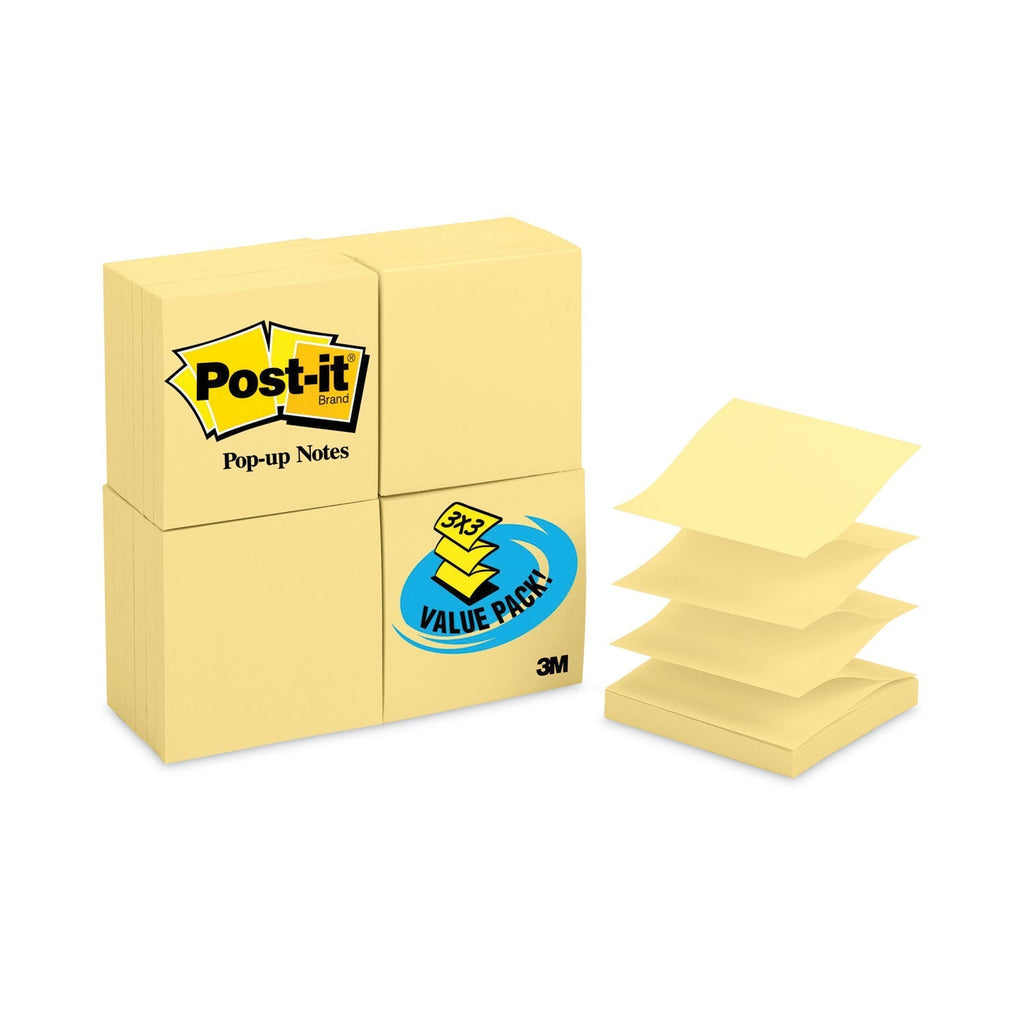 3M Post-it Original Canary Yellow Pop-up Refill Value Pack, 3" x 3", Canary Yellow, 100 Sheets/Pad, 24 Pads/Pack