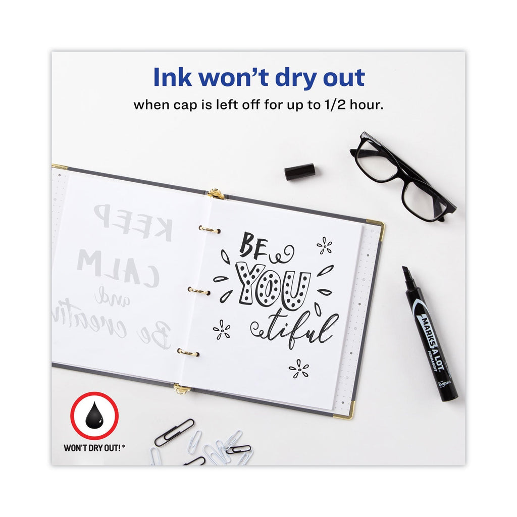 Avery MARKS A LOT Large Desk-Style Permanent Marker Value Pack, Broad Chisel Tip, Black, 36/Pack (98206)