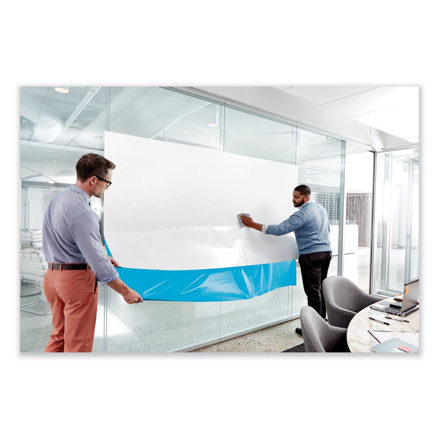 3M Post-it Dry Erase Surface with Adhesive Backing, 96" x 48", White