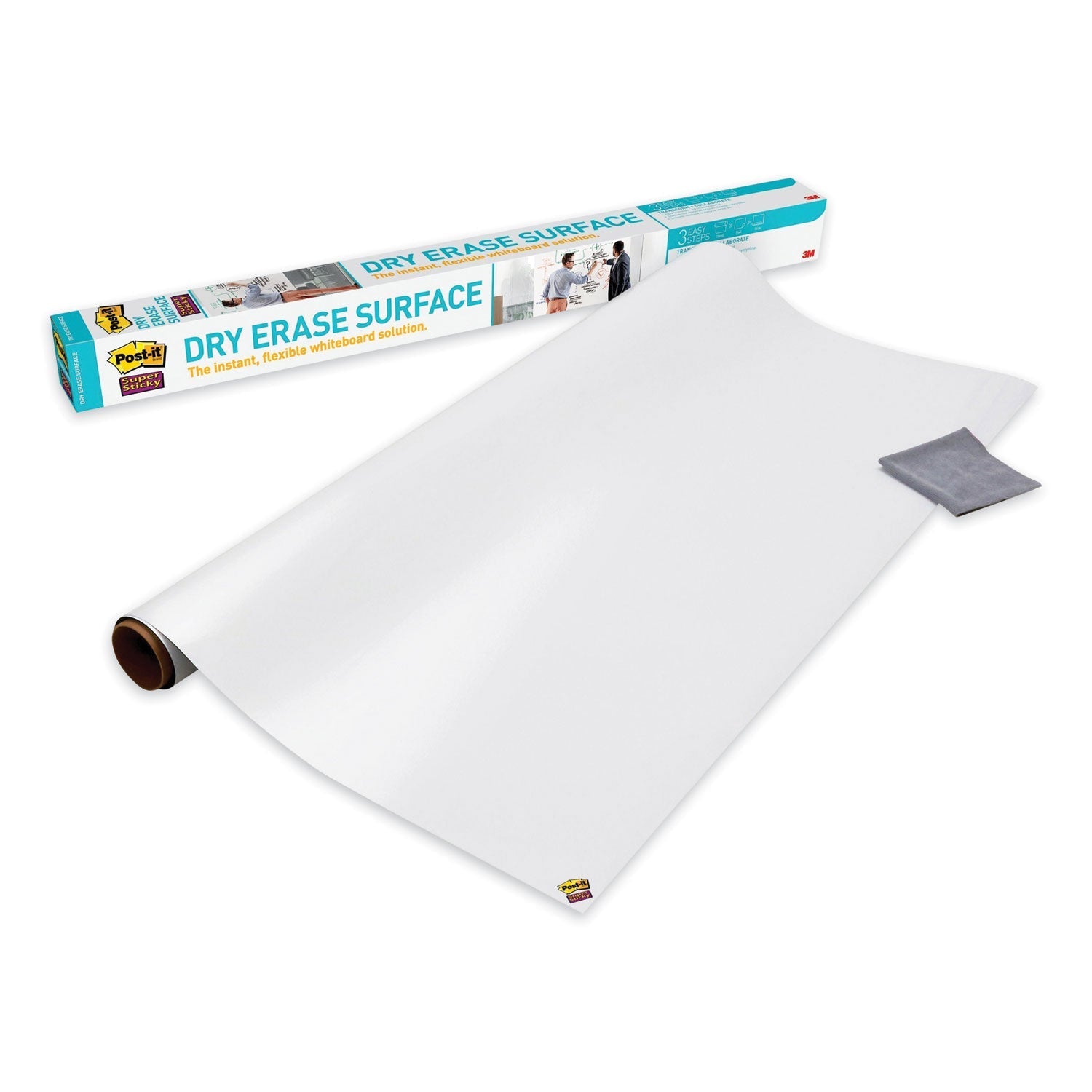 3M Post-it Dry Erase Surface with Adhesive Backing, 96" x 48", White