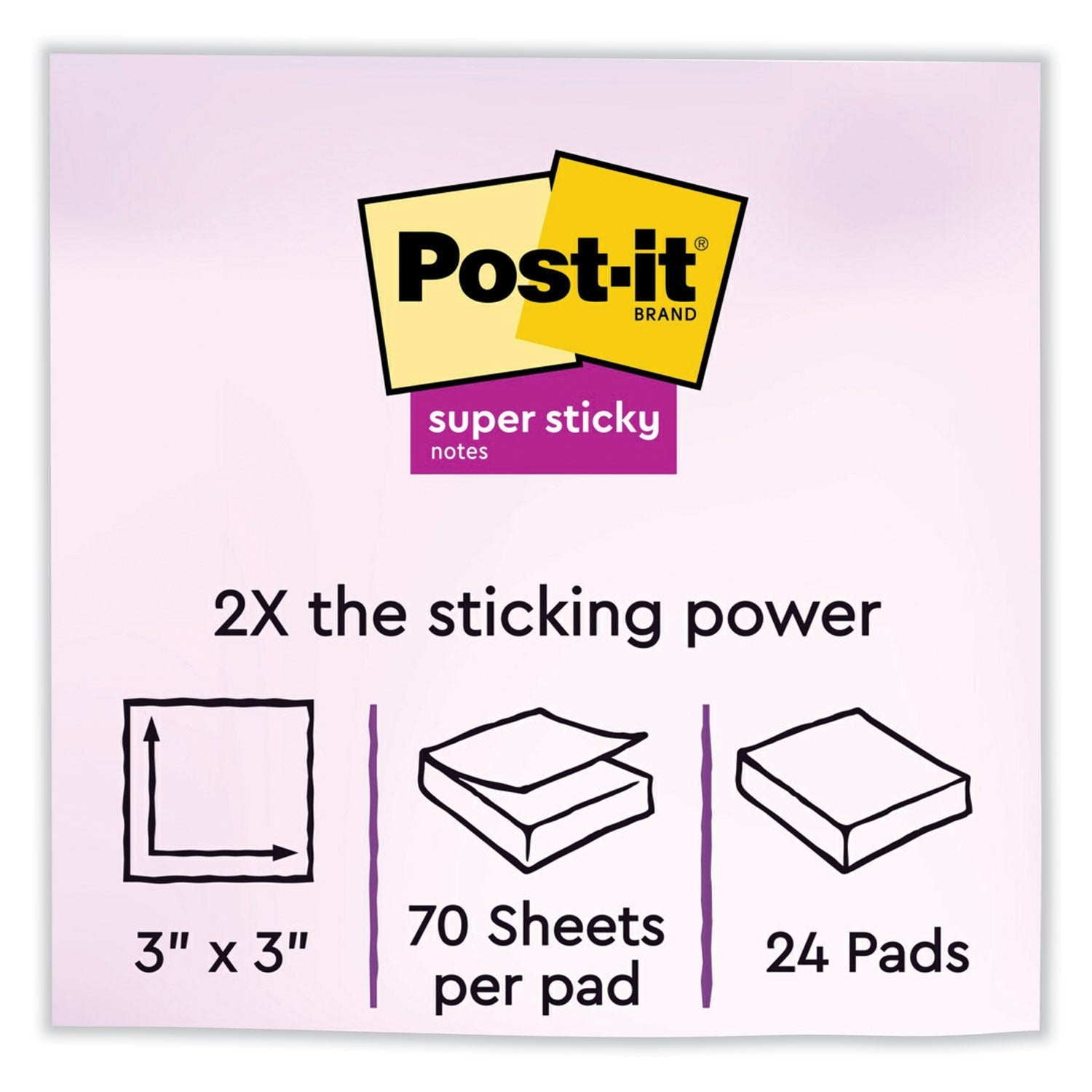 3M Post-it Note Pads in Summer Joy Collection Colors, 3" x 3", Summer Joy Collection Colors, 70 Sheets/Pad, 24 Pads/Pack