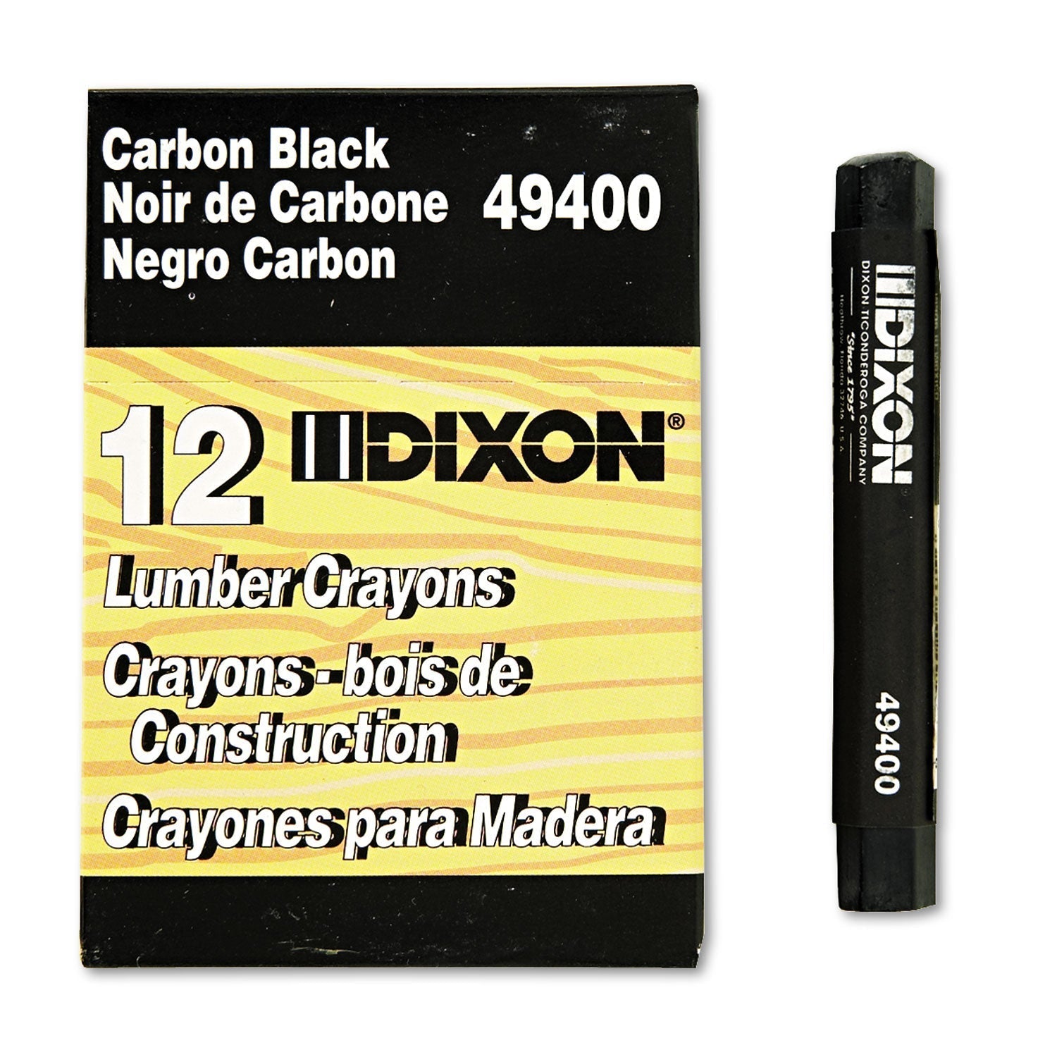Dixon Lumber Crayons 4.5 x 0.5 Inch Box of 12 (Carbon Black)