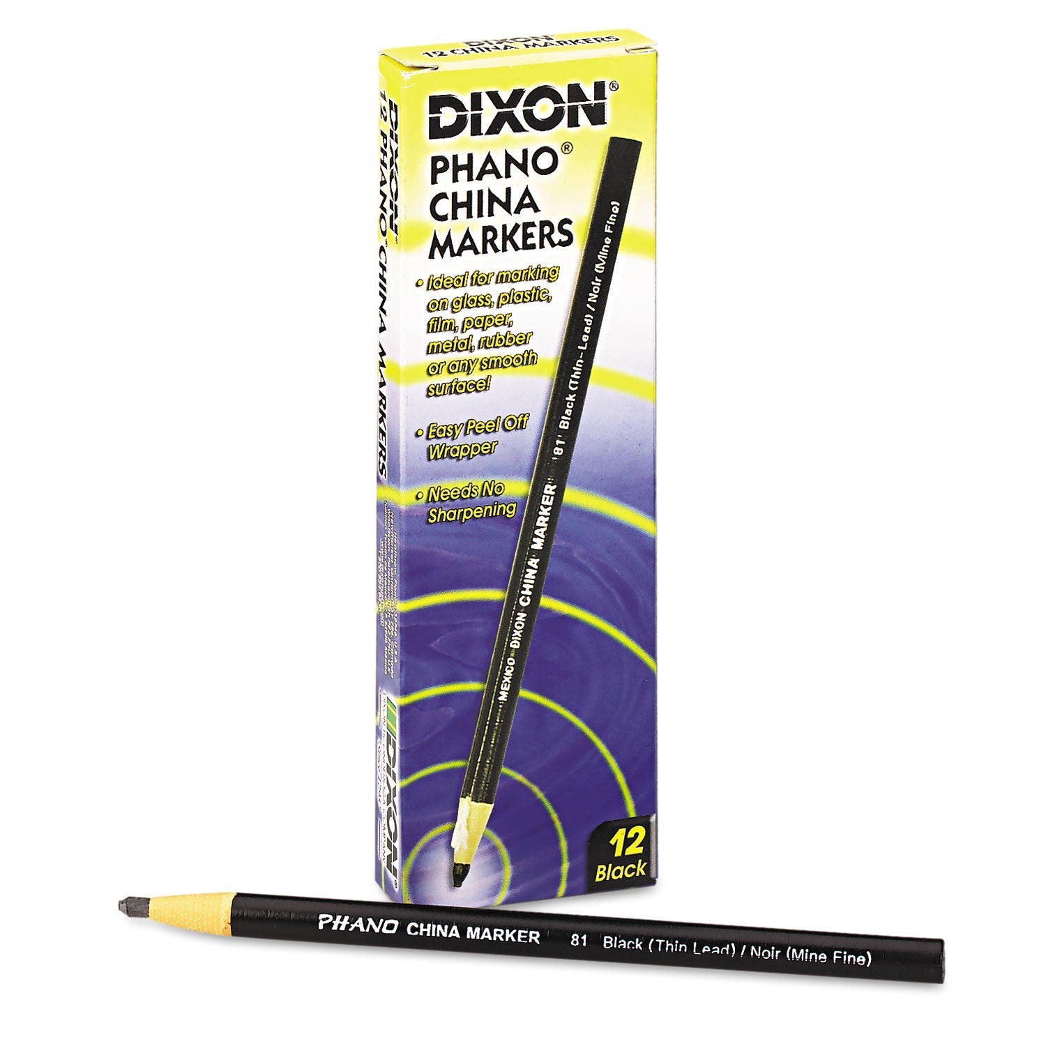 Dixon Phano China Thin Lead Marker - Box of 12 - (Black)