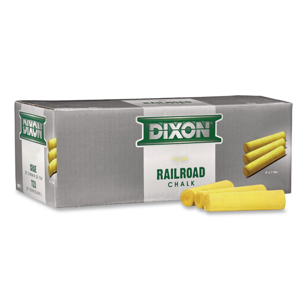 Dixon Railroad Crayon Chalk 4" x 1" 72 Count Box (White, Yellow)
