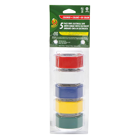Duck Electrical Tape Kit .75" x 12 Yards  (Blue, Green, Red, White, Yellow)