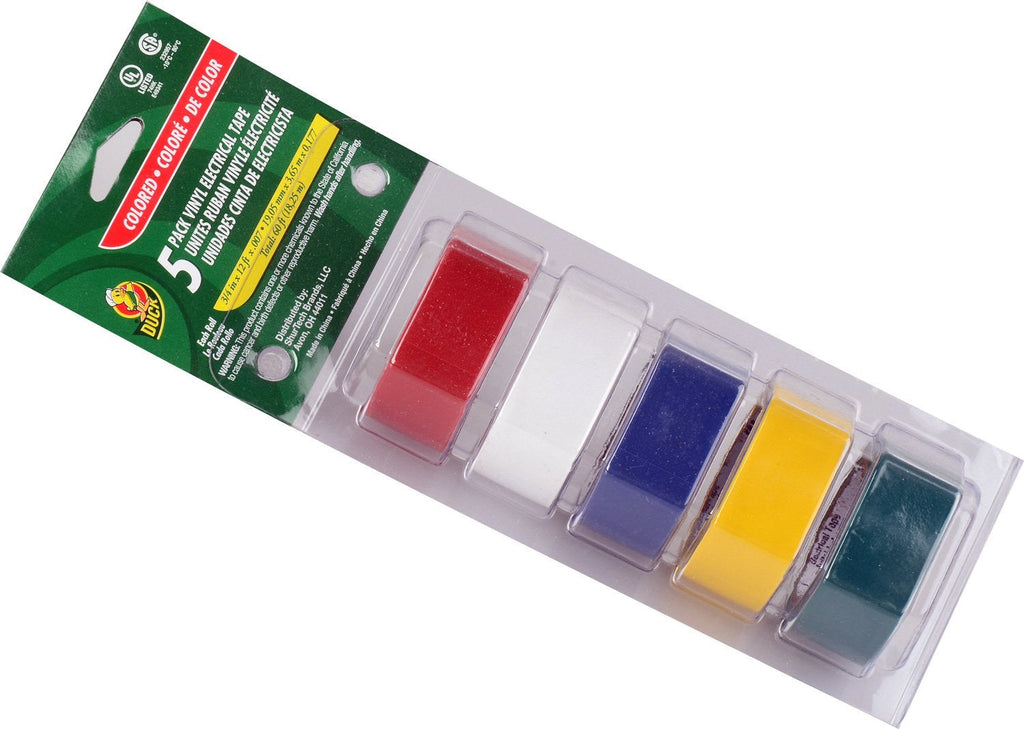 Duck Electrical Tape Kit .75" x 12 Yards  (Blue, Green, Red, White, Yellow)