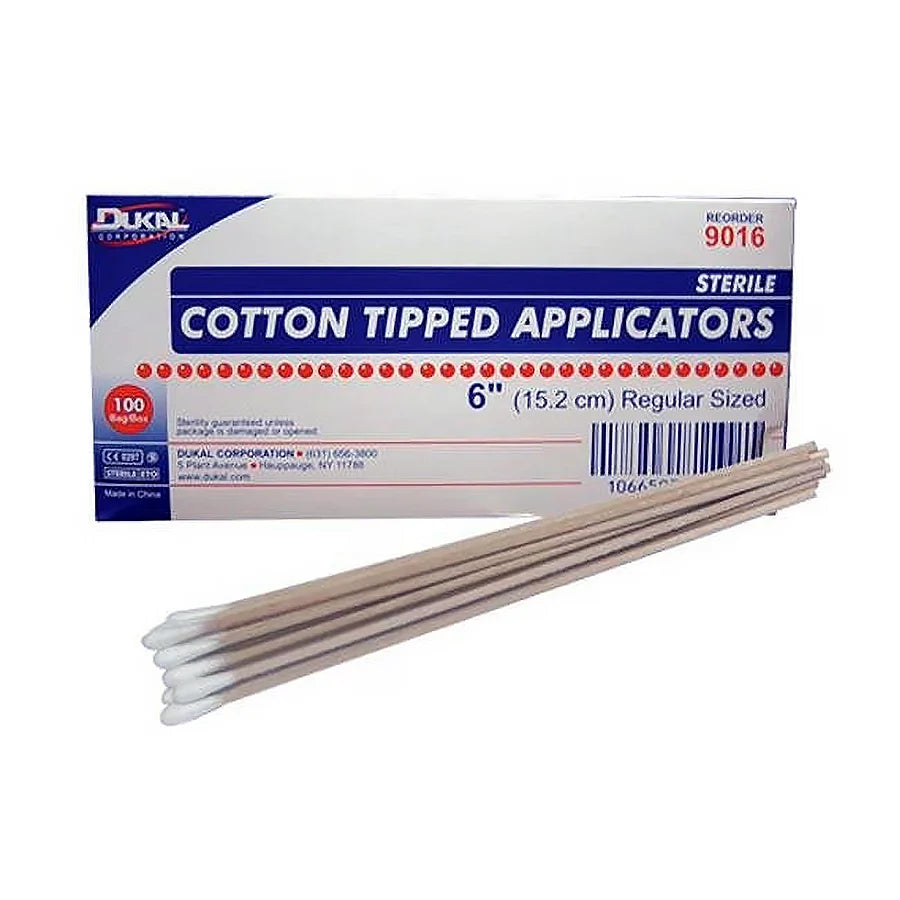 Dukal Cotton Tip 6" Wood Shaft Swabs 200 Per Box